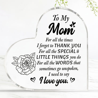 Plaque décorative en forme de cœur avec gravure pour mamans – Cadeau style vintage pour femmes – Expression de gratitude et d'amour – Présentoir de table pour la maison ou le bureau