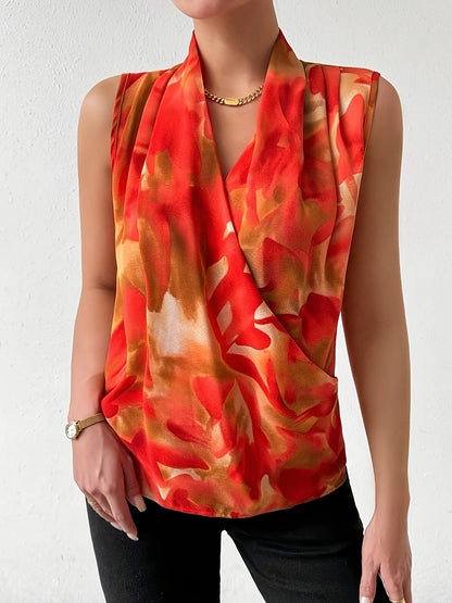 Damen Wickelbluse ohne Ärmel für Business und Freizeit – Elegantes, Modernes Design