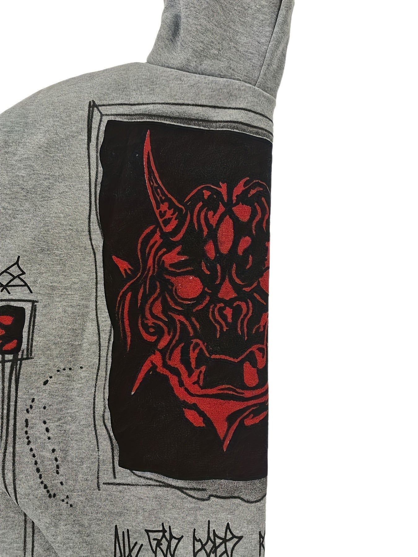 Hoodie mit Reißverschluss und Grafikprints, Grau