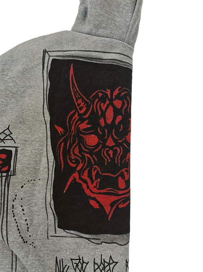 Hoodie mit Reißverschluss und Grafikprints, Grau