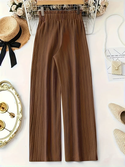 Pantalon plissé élégant pour femme, jambe large avec nœud – Parfait pour les loisirs et le bureau