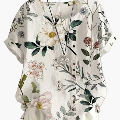 Blusa vintage da donna con motivo floreale e abbottonatura – Maglietta estiva casual in stile retrò