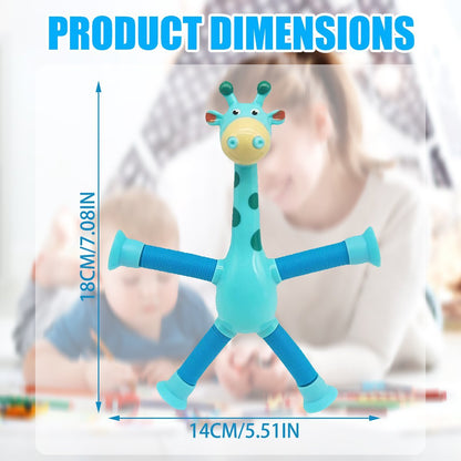 Kinder cartoon giraffe fidget speelgoed – telescopische zuignap anti-stress speelfiguur – unisex, sensorisch leerspeelgoed