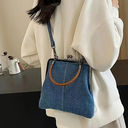 Dam Vintage-Retro Handväska med Lås – Modernt City Bag för Vardag och Utekväll