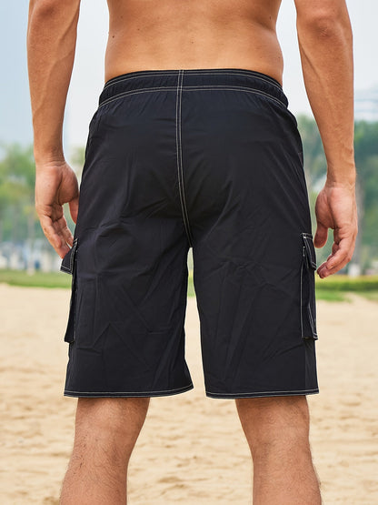 Męskie kąpielowe i sportowe bermudy z wbudowanymi spodenkami – idealne na plażę i czas wolny