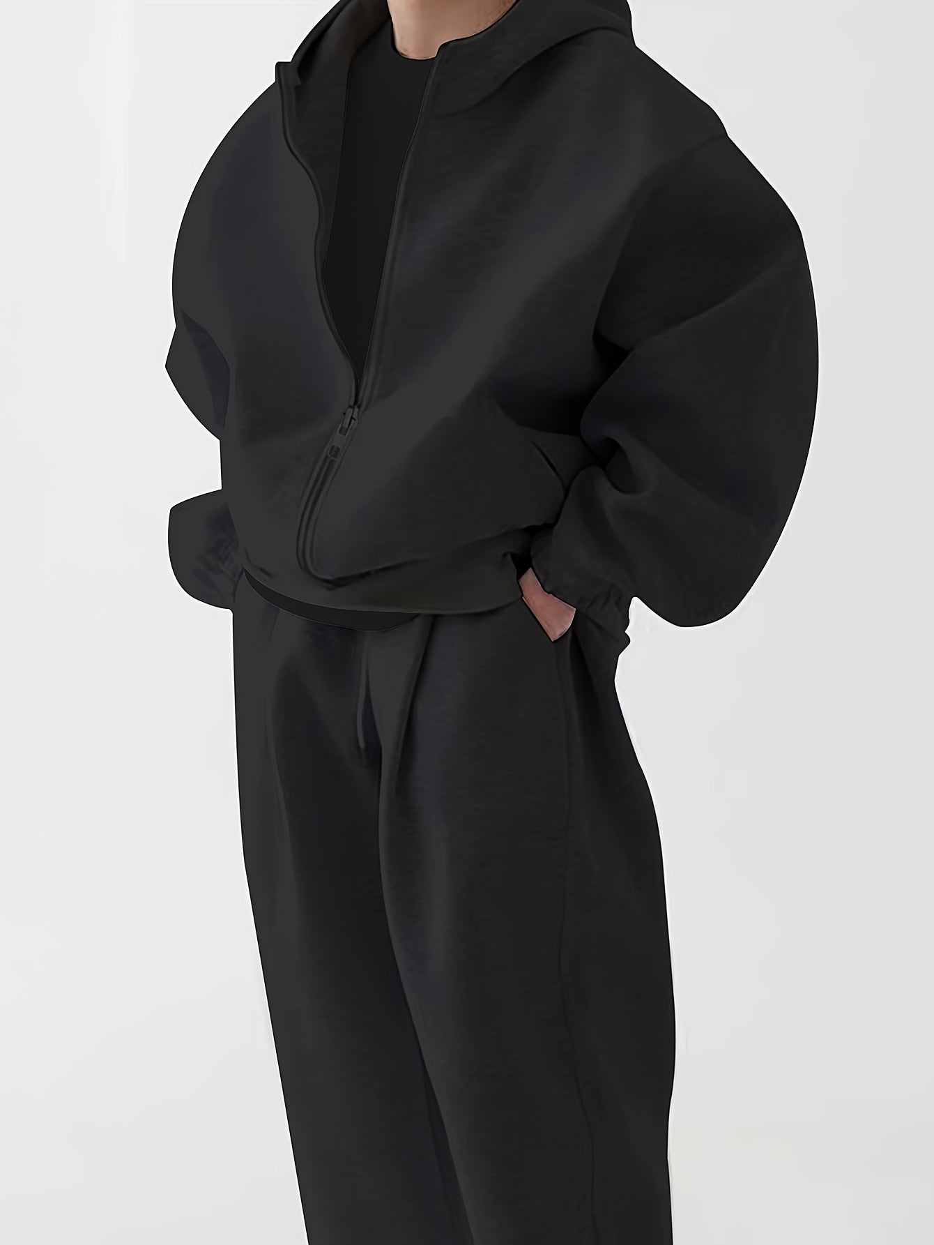 Completo unisex con felpa con cappuccio e cerniera e pantaloni da jogging, comodo completo sportivo loungewear