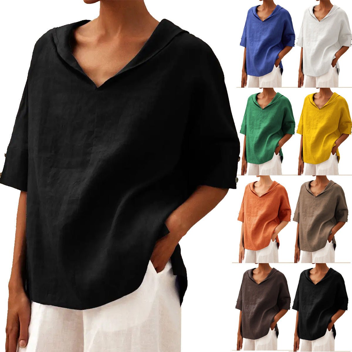 Damen Halbarm Bluse für Büro und Freizeit – Legerer Komfort, Eleganter Look