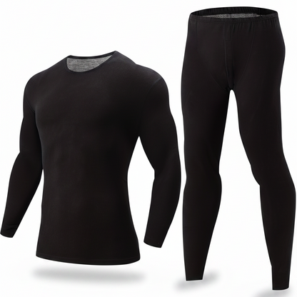 Thermo Unterwäsche Set Herren langärmliges Oberteil & lange Hose Schwarz