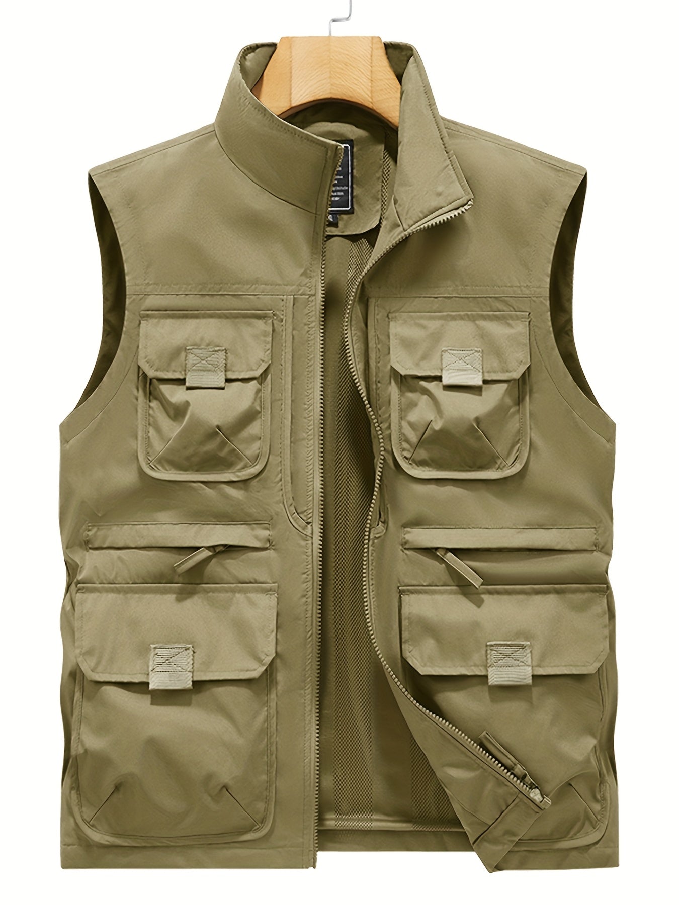Herren Outdoor Utility-vest med flere lommer, fritidsvest for fiske, fotturer og fotografering