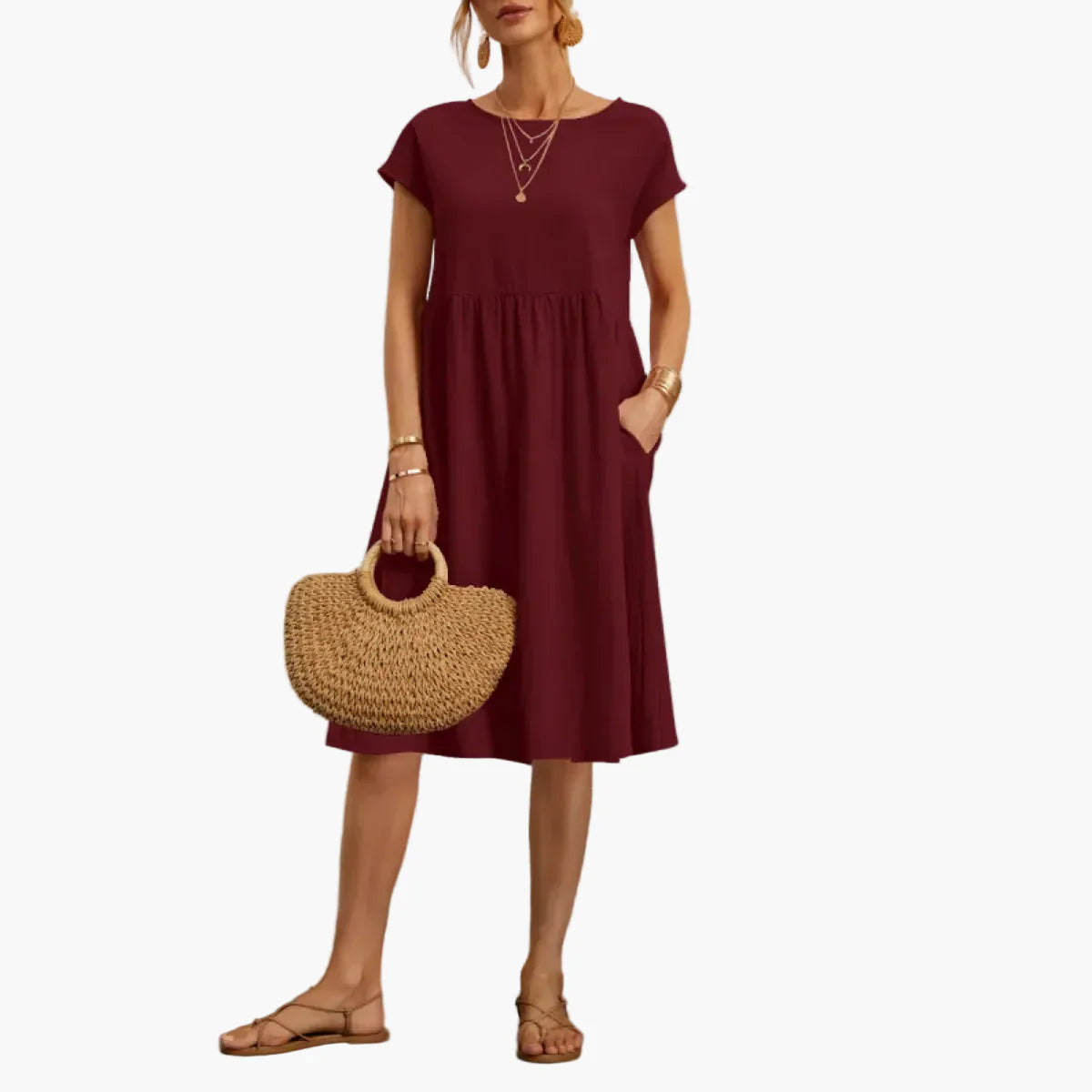Damen Freizeitkleid Kurzarm Elegant – Sommerkleid für Alltag, Urlaub & Stadtbummel
