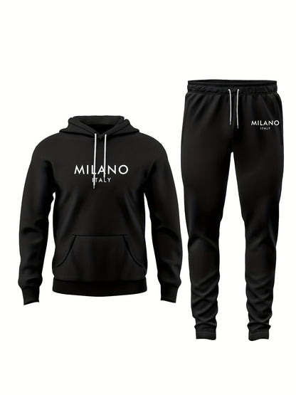 Herren träningsset Milano Italy – Urban fritidshoodie och joggingbyxor för vardag och sport