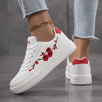 Damen Sneaker mit Blütenstickerei und modernem Streetstyle-Look – Freizeitschuhe für Alltag und Stadt