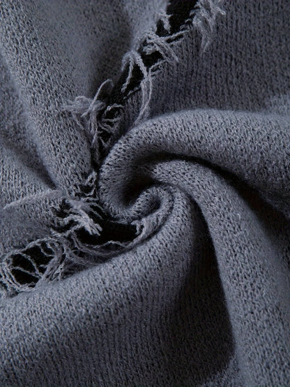 Unisex distressed-pullover med rund hals og tekstprint