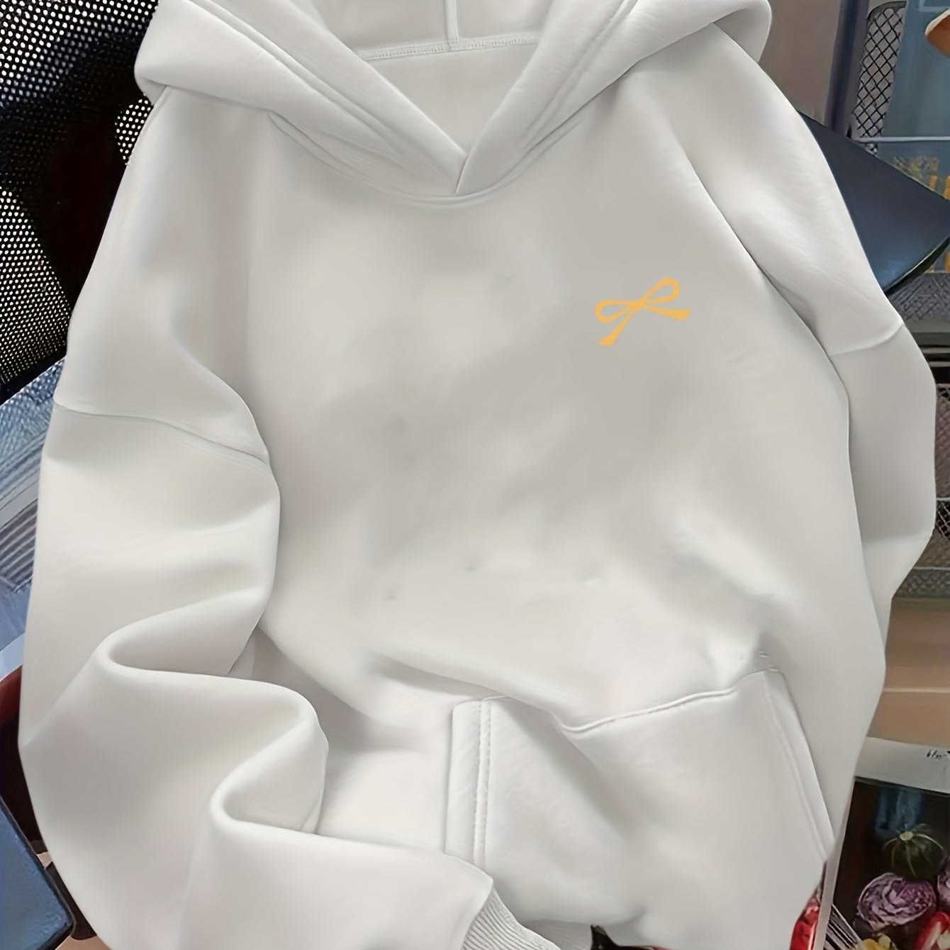 Sudadera con capucha extragrande para mujer, con bordado de lazo