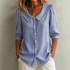 Gestreepte blouse voor dames met knopen