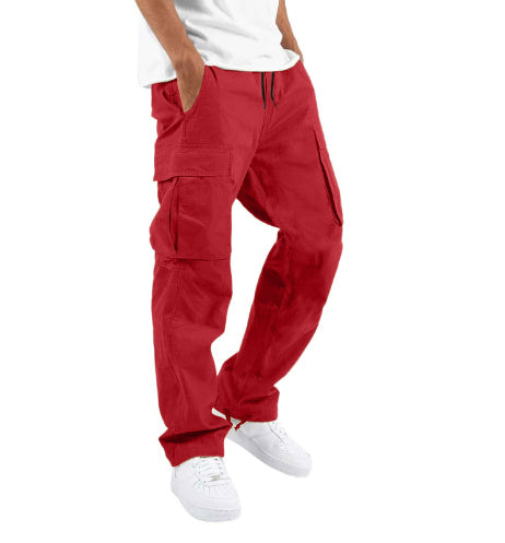 Pantalon cargo pour homme style streetwear – Pantalon décontracté confortable à coupe droite avec grandes poches