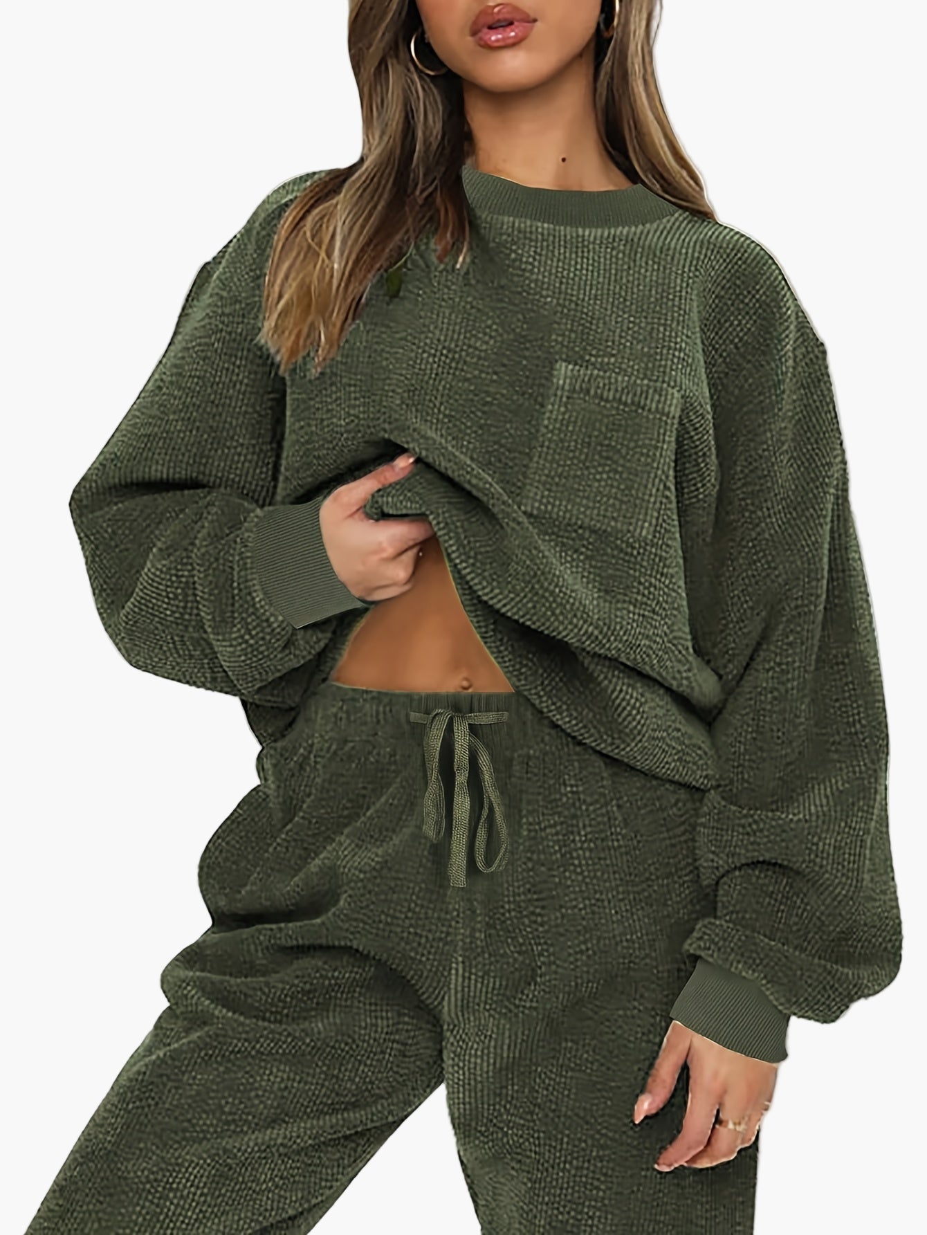 Ensemble Loungewear Femme Deux-pièces – Tenue décontractée confortable avec pull oversize et pantalon de jogging