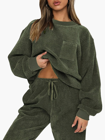 Ensemble Loungewear Femme Deux-pièces – Tenue décontractée confortable avec pull oversize et pantalon de jogging