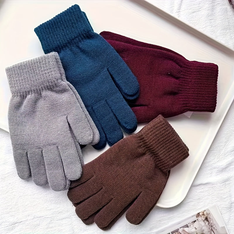 Unisex-strikhandsker med 5-fingerdesign i grå, blå, bordeaux, sort og brun