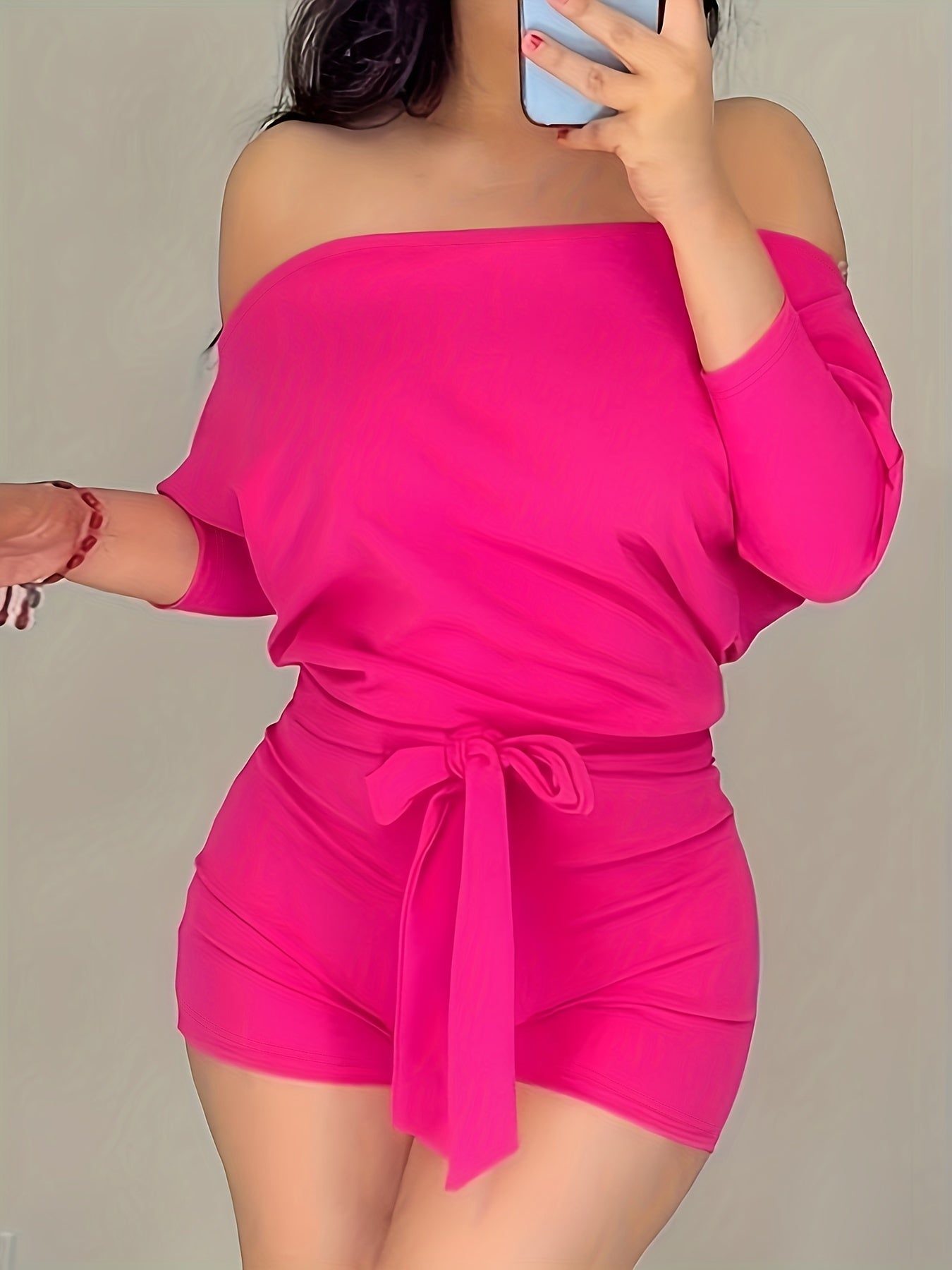 Dame Off-Shoulder Jumpsuit Kortærmet – Moderne Sommerdragt til Fritid og Ferie