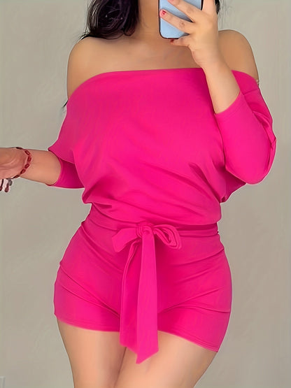 Dame Off-Shoulder Jumpsuit Kortærmet – Moderne Sommerdragt til Fritid og Ferie