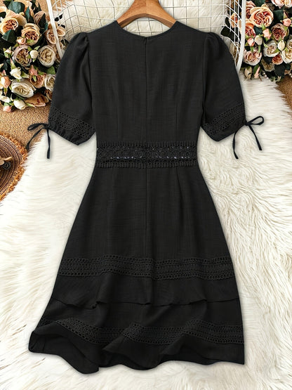 Damen Kleid Elegant mit Spitze und V-Ausschnitt – Perfekt für Frühling und Herbst, Freizeit & Alltag