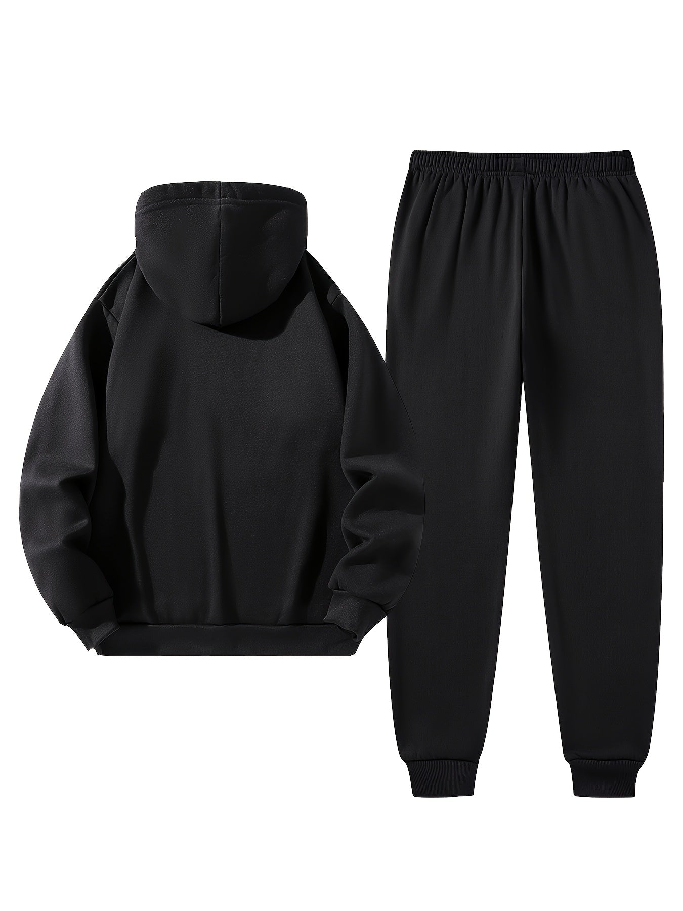 Herren Jogginganzug Set mit Hoodie, Hose und Weste, Schwarz
