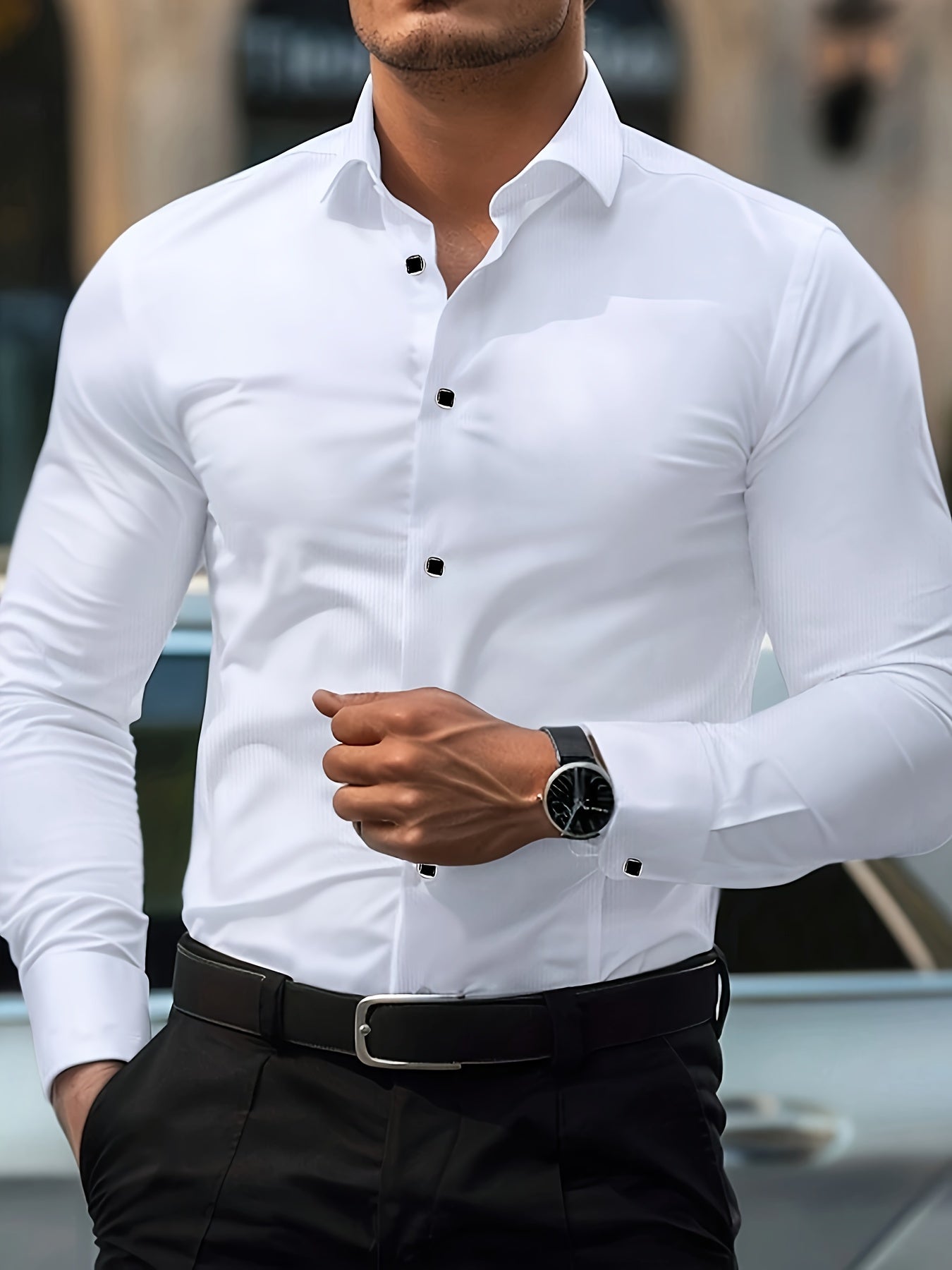 Herre Business Slim Fit Skjorte – Elegant stil til kontor og fritid
