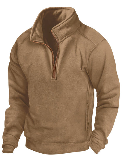 Fleece Pullover Herren Stehkragen Halb-Reißverschluss