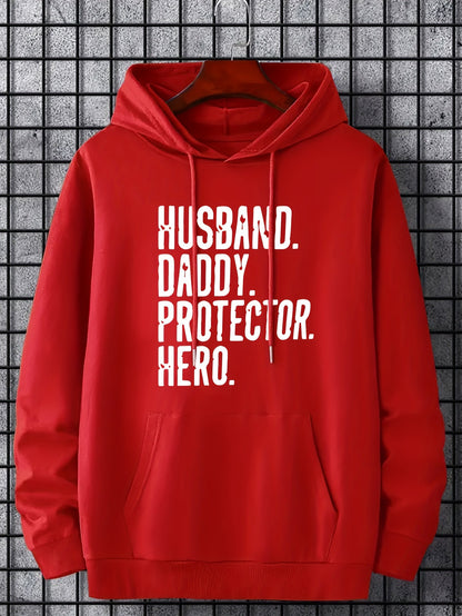 Herren Hoodie mit Statement Print – Husband Daddy Protector Hero – Casual Stil für Alltag und Freizeit