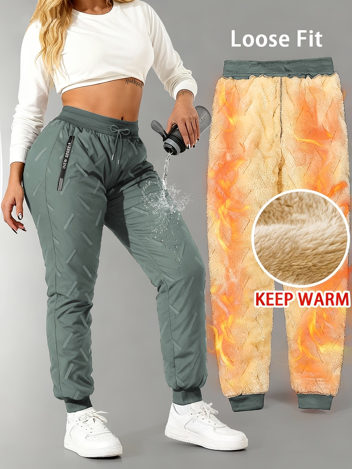 Pantaloni da jogging invernali da donna, imbottiti e idrorepellenti, per sport e tempo libero