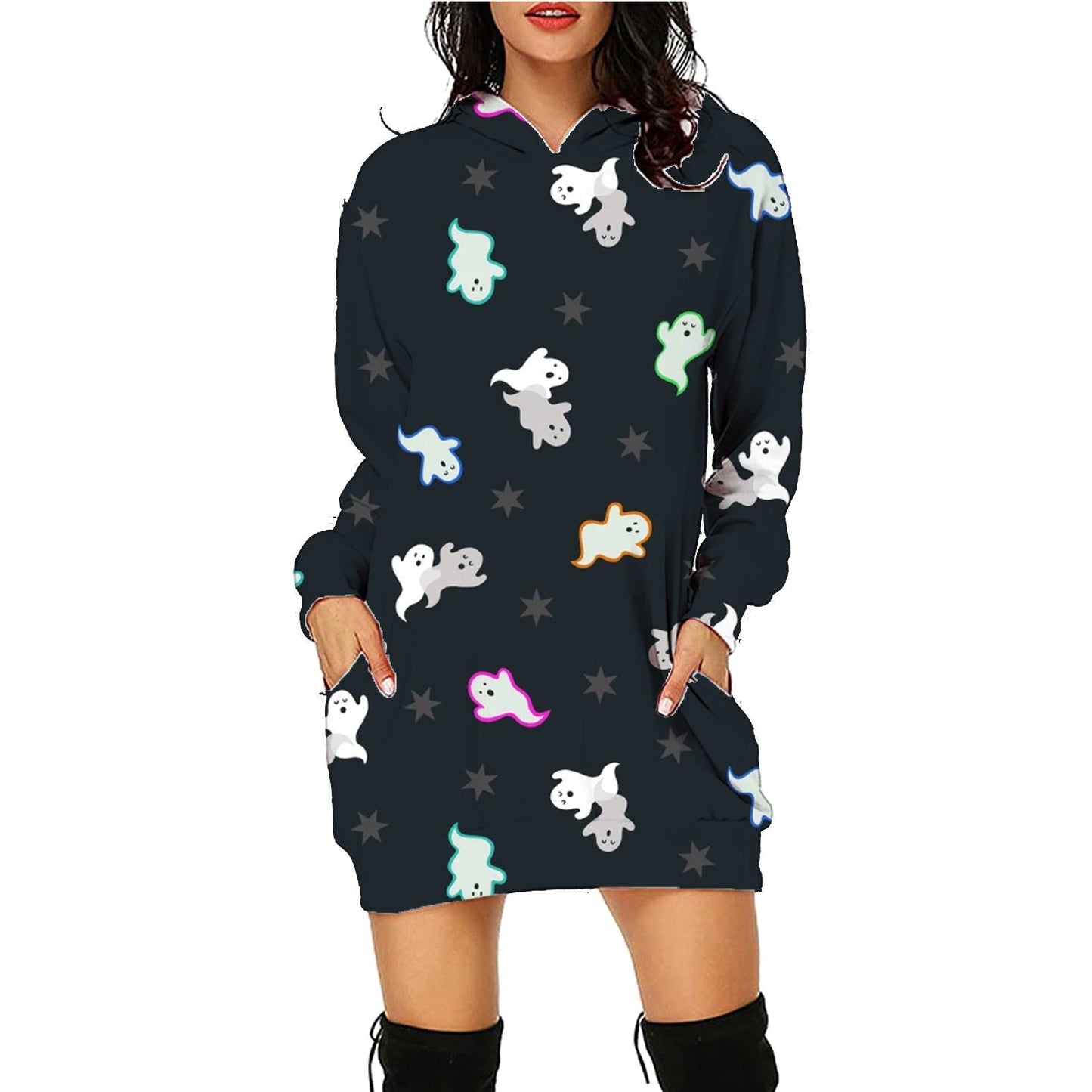 Dame Halloween Hoodie Kjole – Morsomt Kostyme for Halloweenfester og Skumle Anledninger