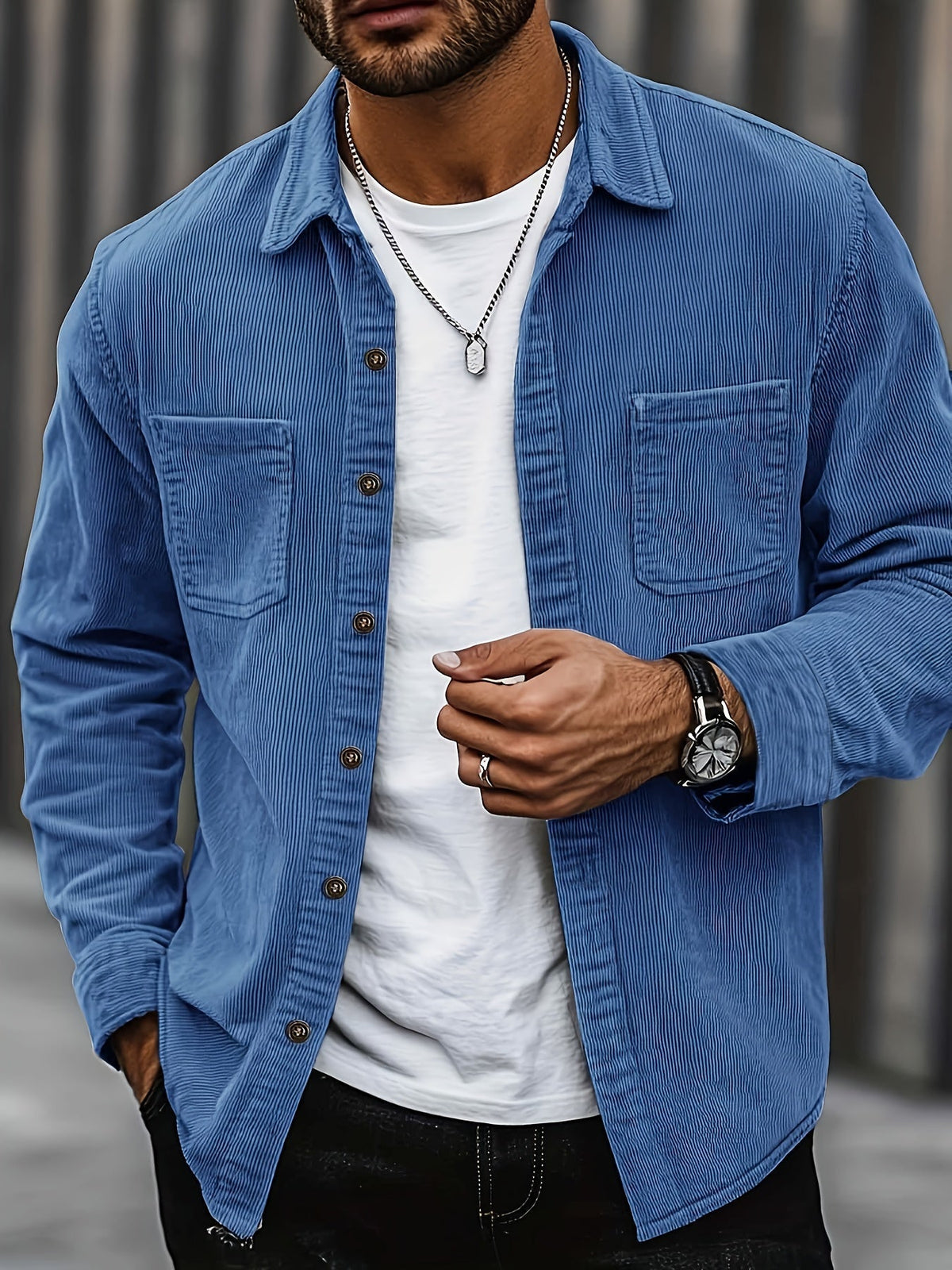 Bryce | Overshirt met lange mouwen, zakken en knopen voor heren