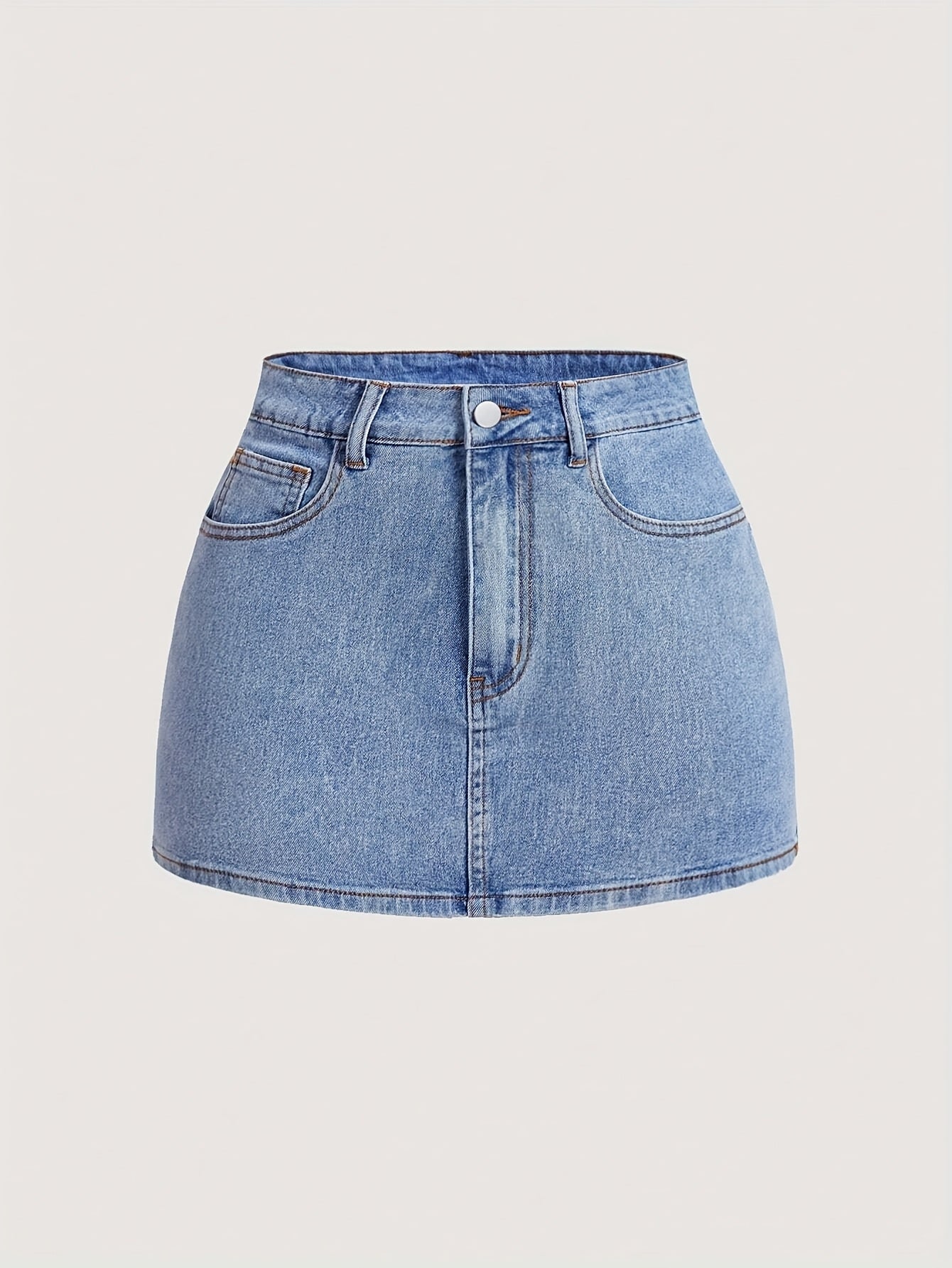 Gonna corta da donna in jeans con dettagli a fiocco e tasche – Gonna estiva alla moda per tempo libero e uso quotidiano