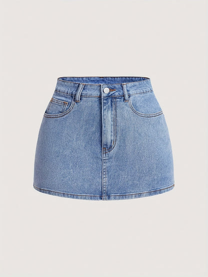 Gonna corta da donna in jeans con dettagli a fiocco e tasche – Gonna estiva alla moda per tempo libero e uso quotidiano