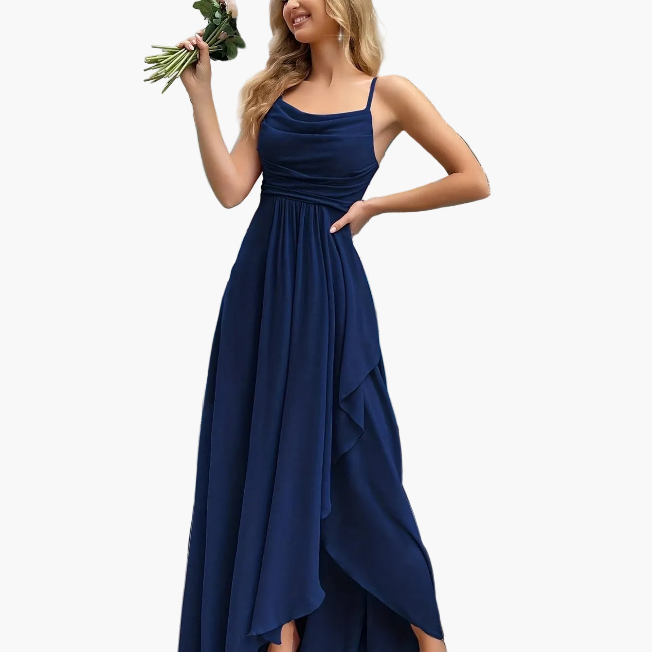 Vestido de noche elegante para mujer, corte ajustado y acampanado con tirantes finos – Perfecto para ocasiones festivas y bodas