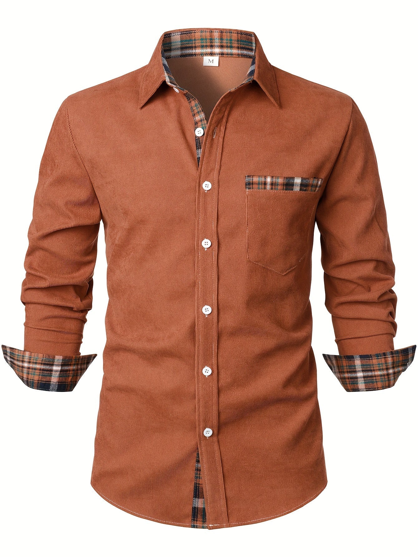 Camisa casual para hombre Modern Fit con detalles a cuadros – Camisa de manga larga elegante para el día a día y la oficina