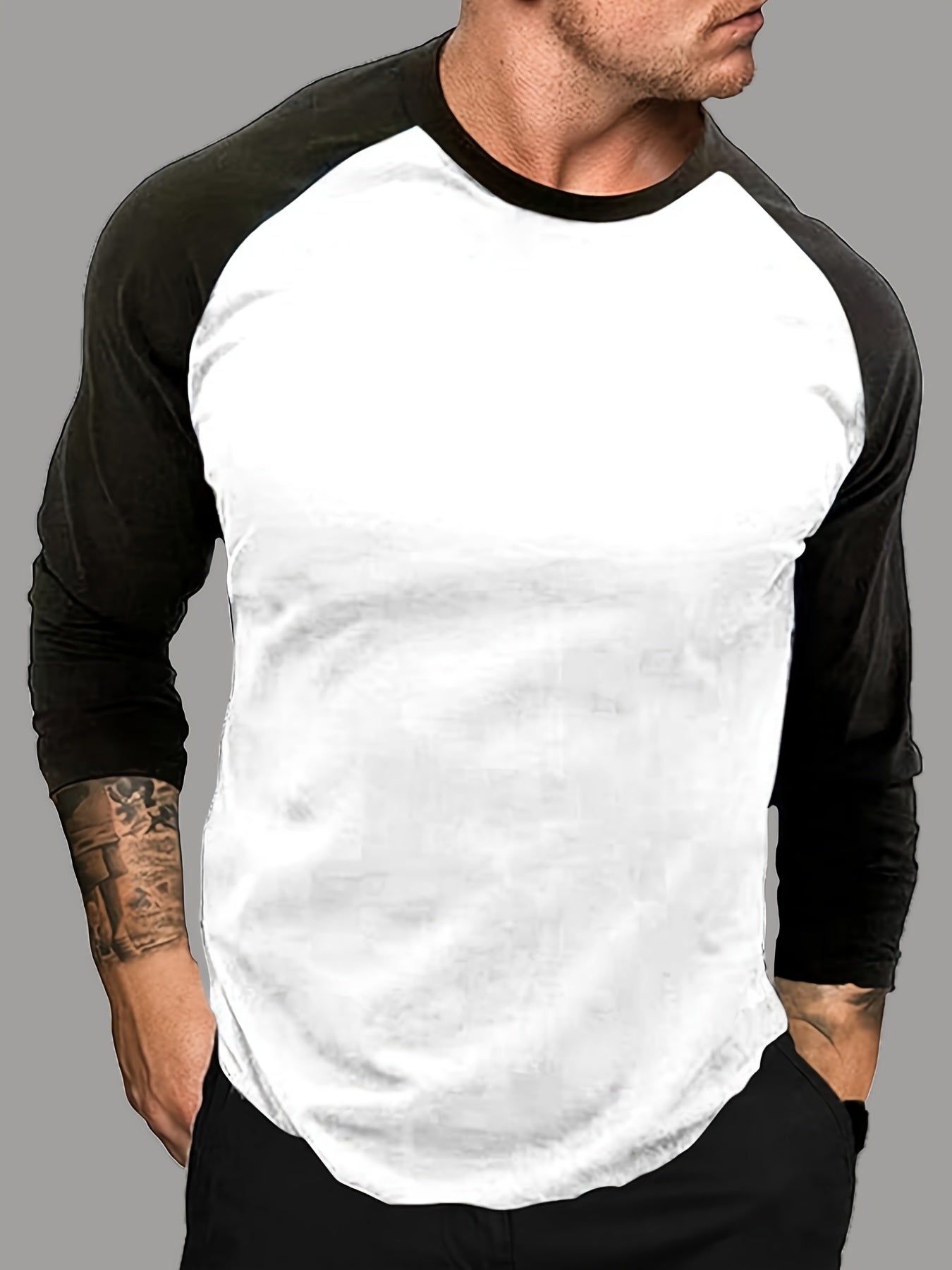 Langærmet raglan-T-shirt til mænd i to farver