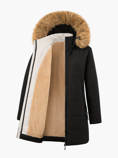 Damen Winterparka mit Kapuze und Kunstpelz – Modische warme Jacke für kalte Tage