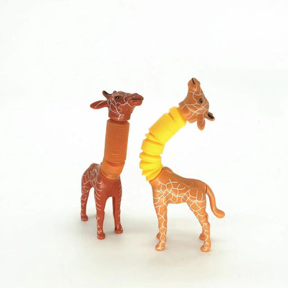 Kinder cartoon giraffe fidget speelgoed – telescopische zuignap anti-stress speelfiguur – unisex, sensorisch leerspeelgoed