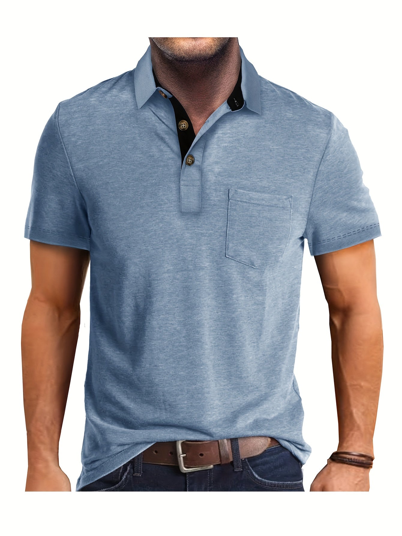 Polo uomo manica corta con taschino – Camicia casual moderna per tutti i giorni e il tempo libero