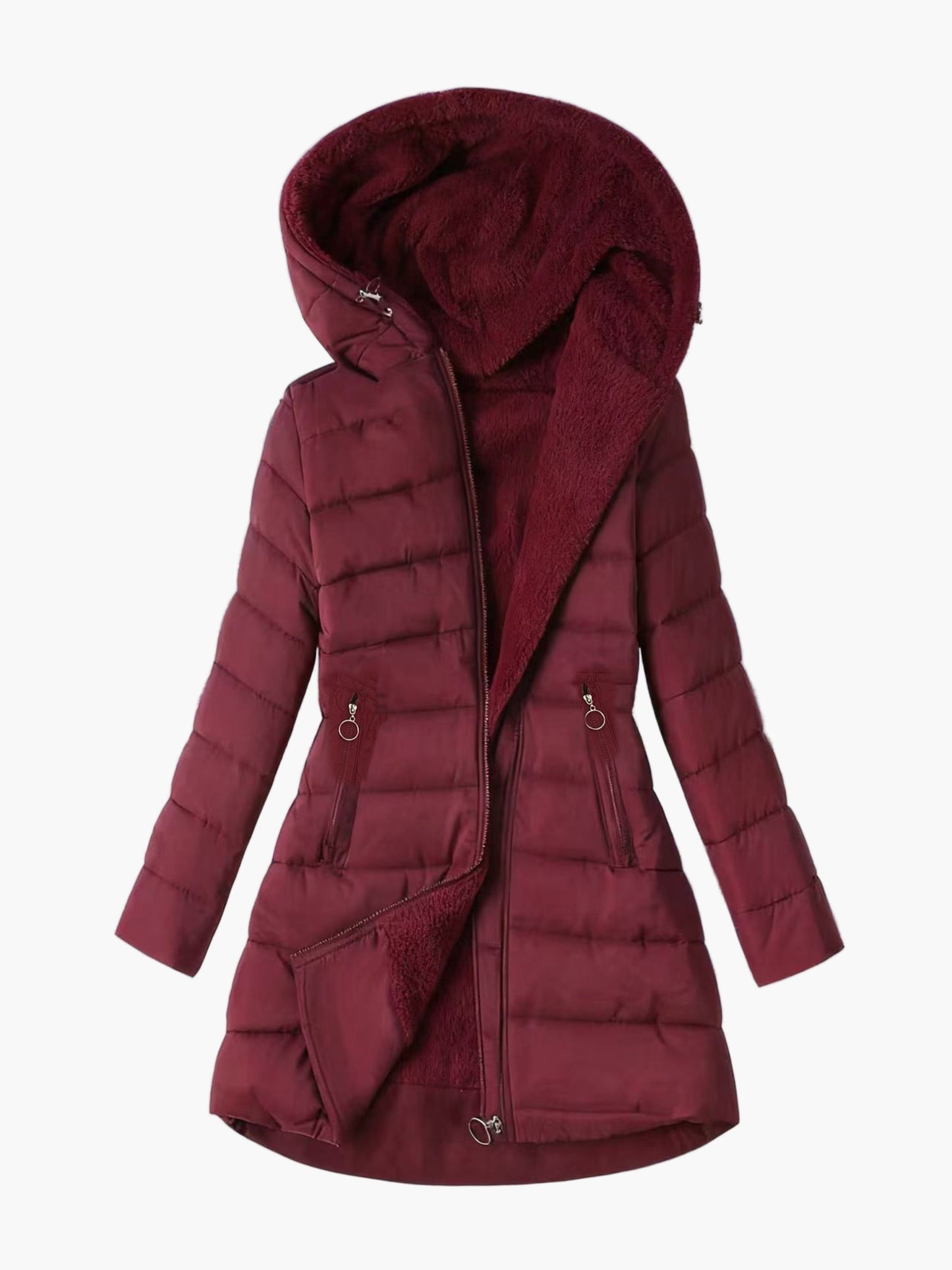Abrigo acolchado de invierno para mujer con capucha – Abrigo largo y cálido para el tiempo libre