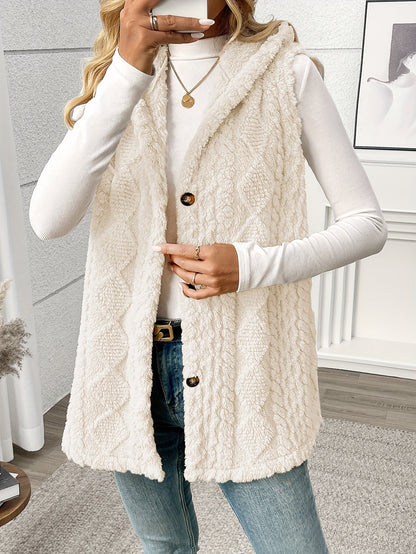 Gilet en maille élégant pour femme avec capuche et boutons – Parfait pour les loisirs et le quotidien