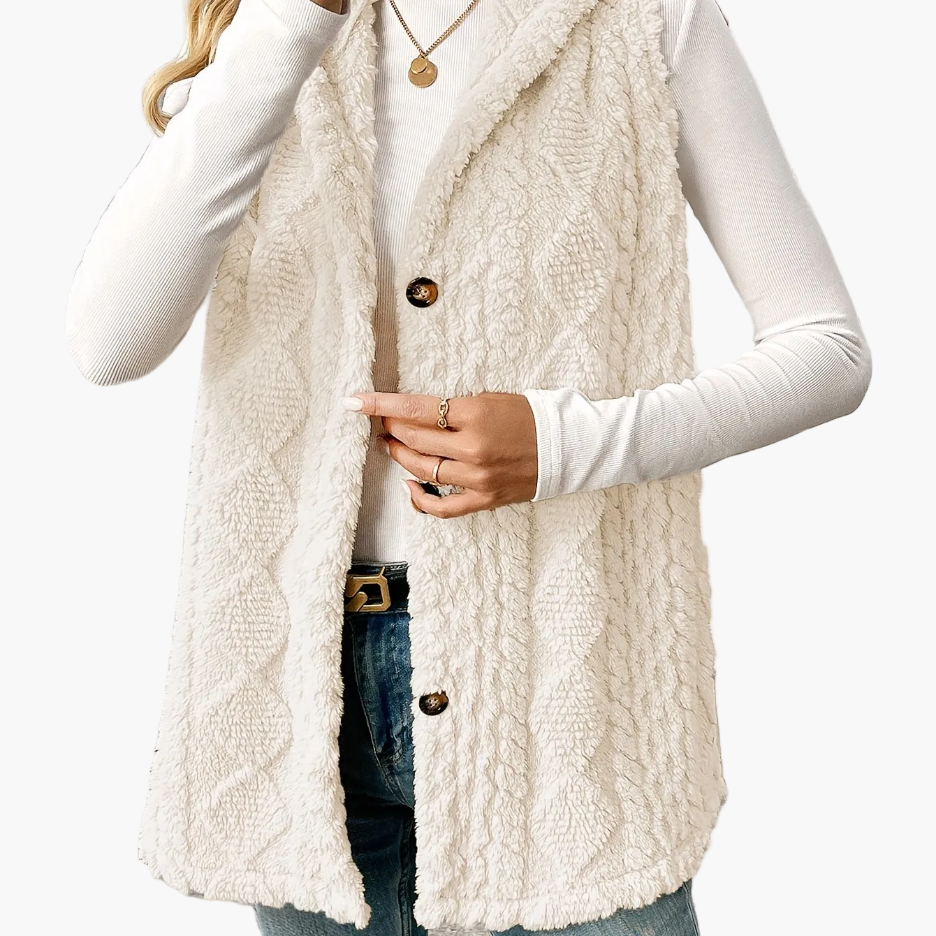 Gilet en maille élégant pour femme avec capuche et boutons – Parfait pour les loisirs et le quotidien