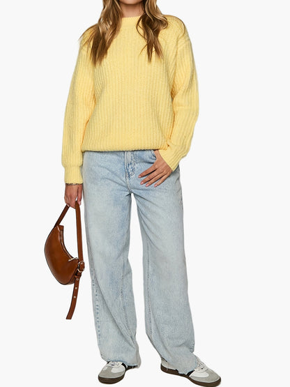 Dame Strikpullover med løs pasform Casual efterår vinter modestil