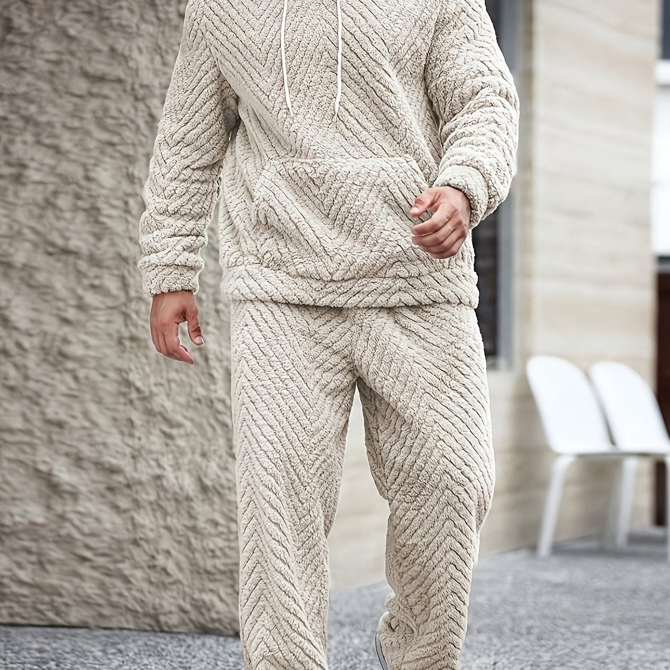 Heren zachte hoodie- en joggingbroekset, comfortabele tweedelige set