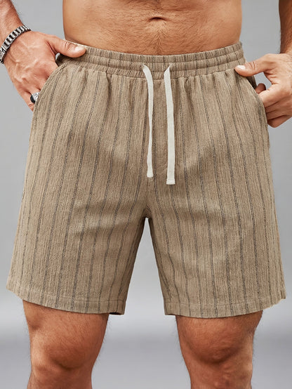 Shorts décontractés pour homme avec motif à rayures et cordon de serrage – Parfaits pour les loisirs et le sport