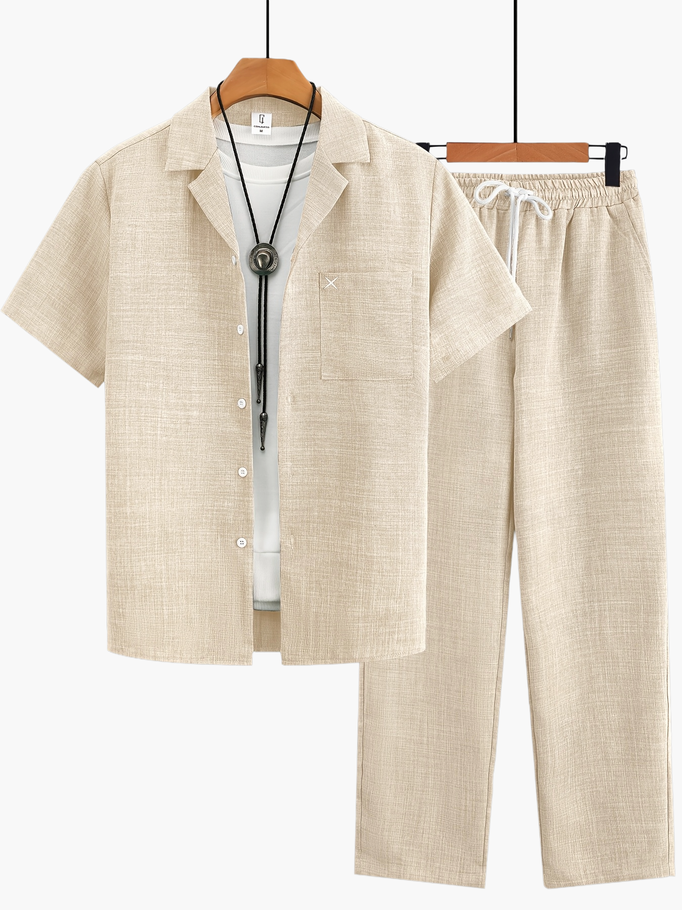 Set estivo uomo con camicia a maniche corte e pantaloni – Completo casual per tempo libero, quotidiano e vacanze