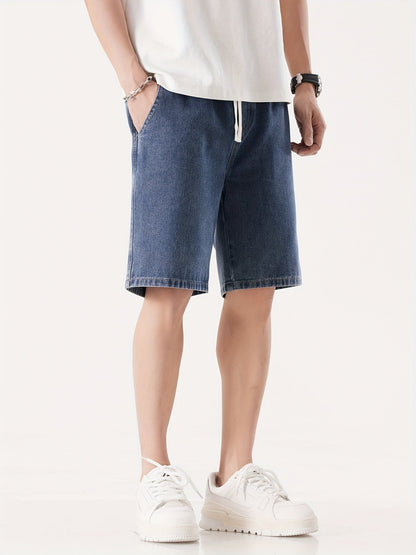 Herre Denim Shorts Løs Pasform Fritid Knæhøj