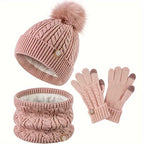 Driedelige winterset voor dames met muts, sjaal en handschoenen
